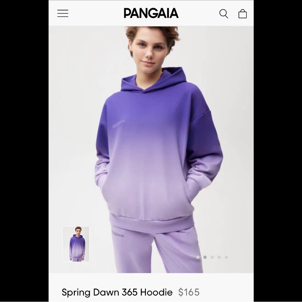 Pangaia Spring Down Hoodie twilight purple size small